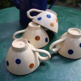 Set of 4 small polka dot cups in Castres earthenware