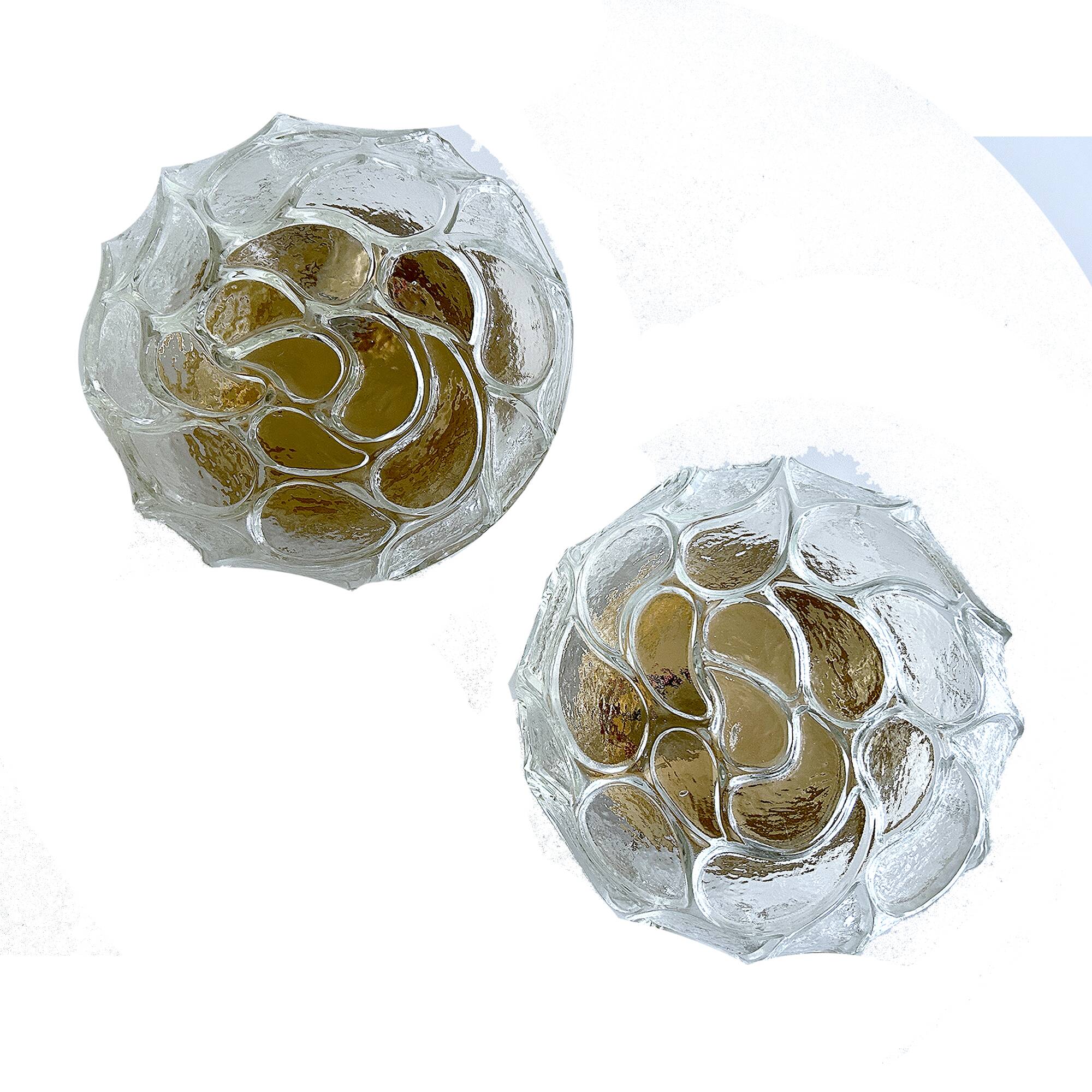 Pair of Brutalist Glass Sconces