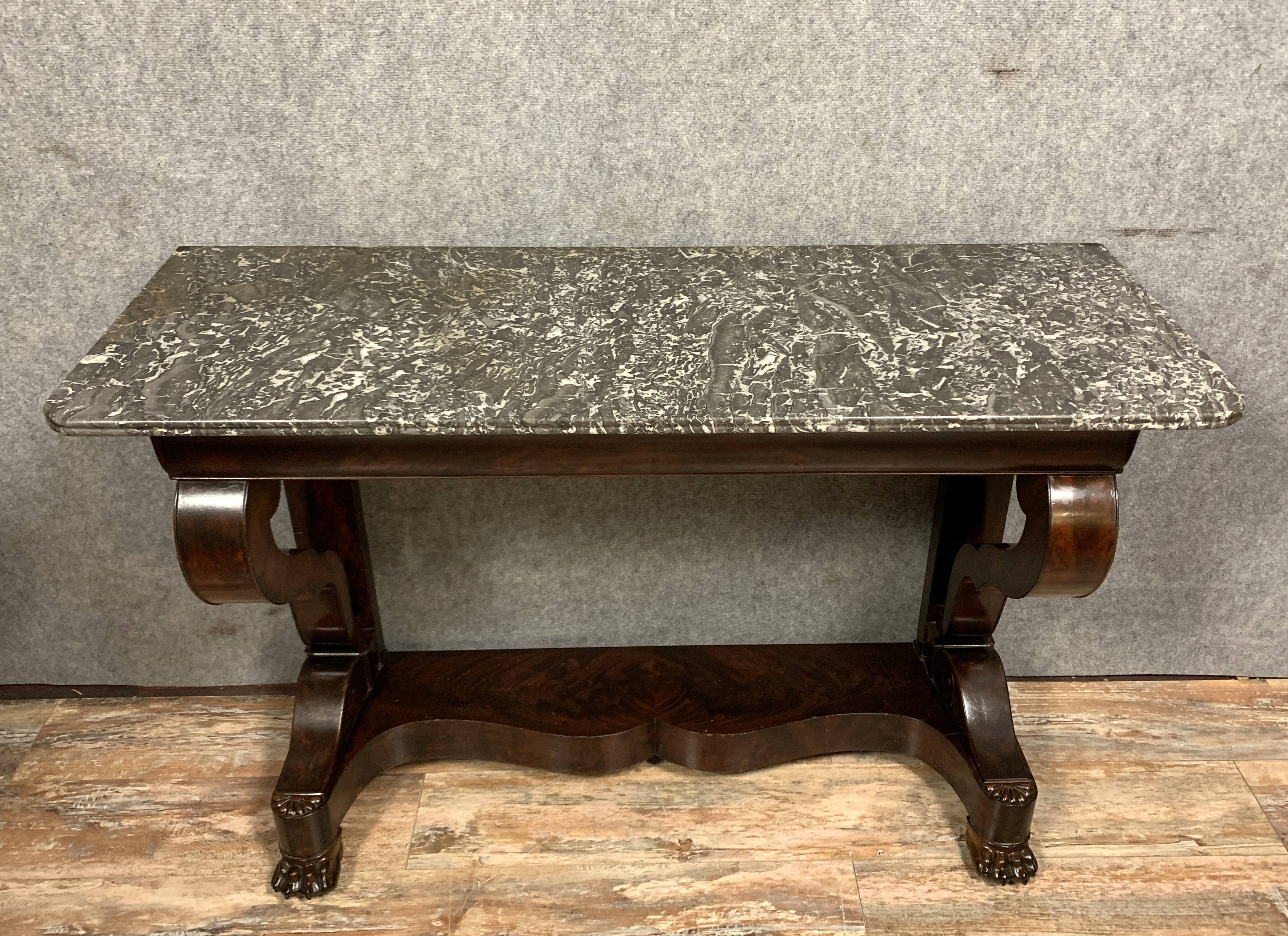 Console with crosses empire era mahogany around 1810-1820