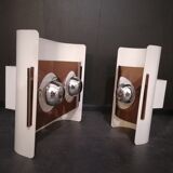 Set of two vintage 70s style wall lamps