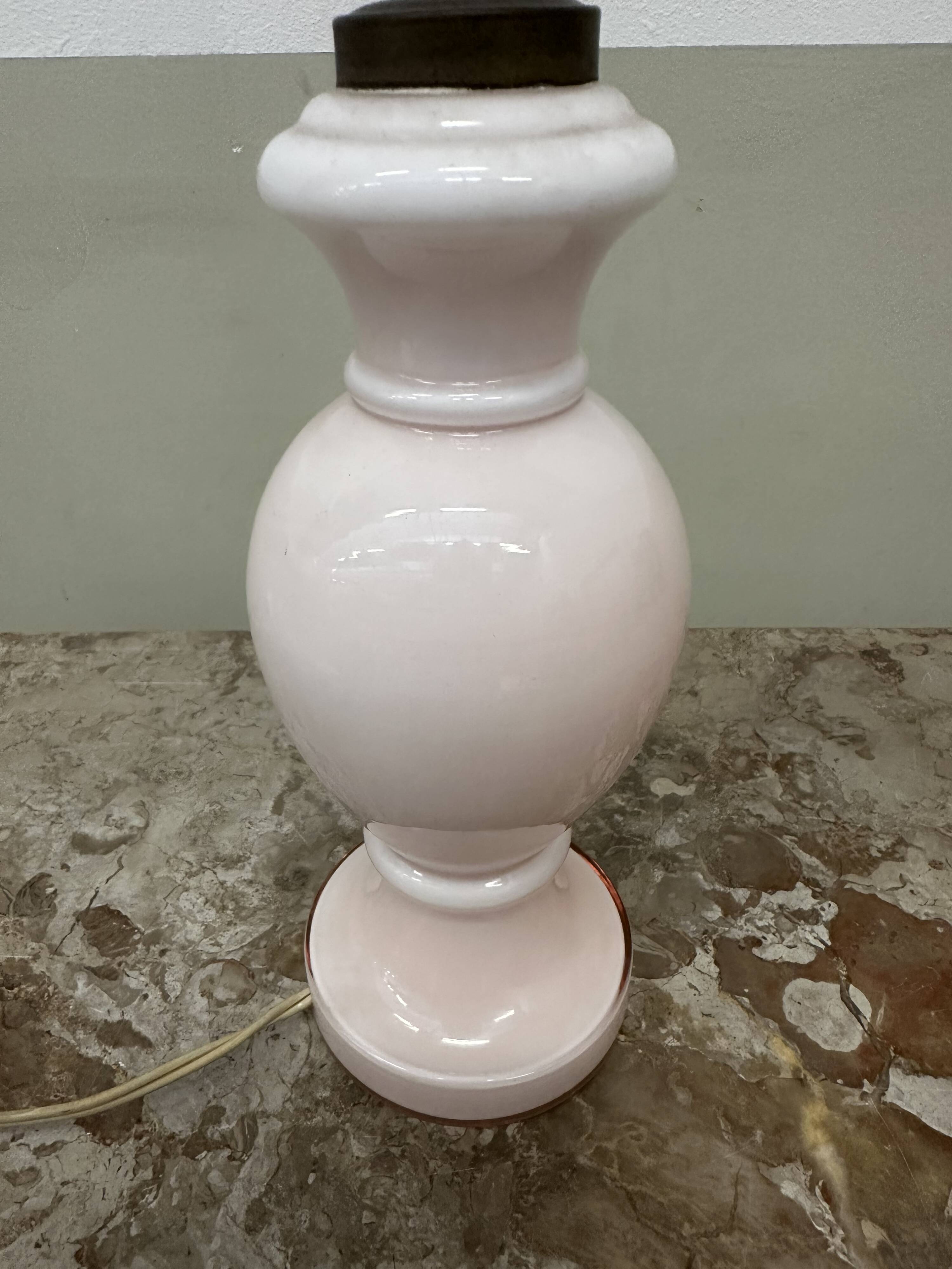 Vintage 70´s Lamp Base in Pink Opaline - H 28 cm - Italy