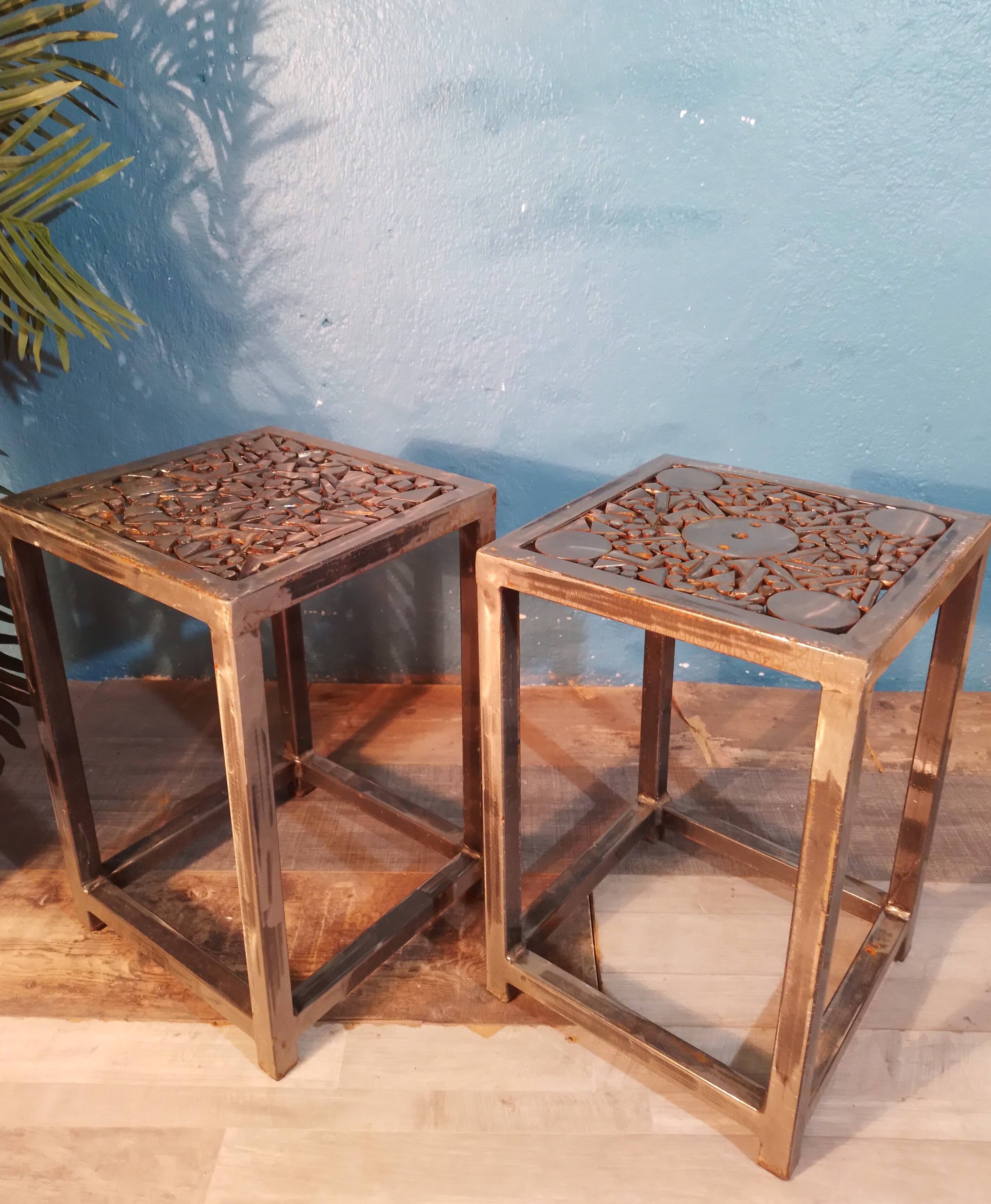 20th century steel stools / end tables