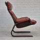 Années 1970, design scandinave, chaise longue, d'origine très bon état, cuir marron.