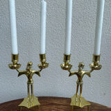 Pair of tripod candlesticks late XIX