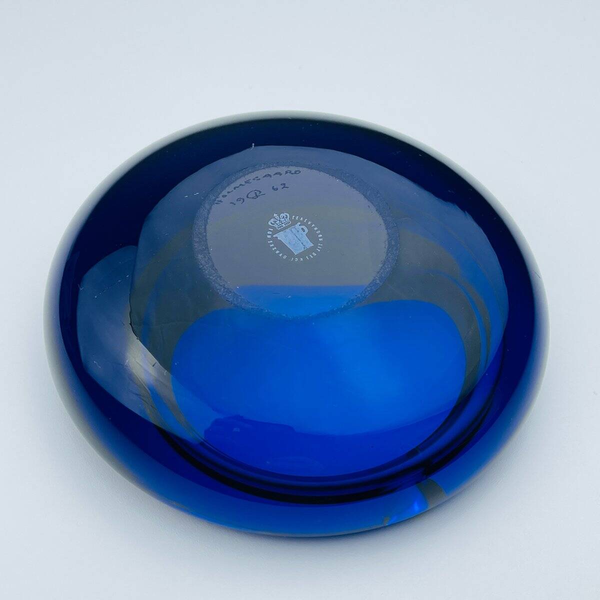Blue glass ashtray by Per Lütken for Holmegaard, Denmark, 1962