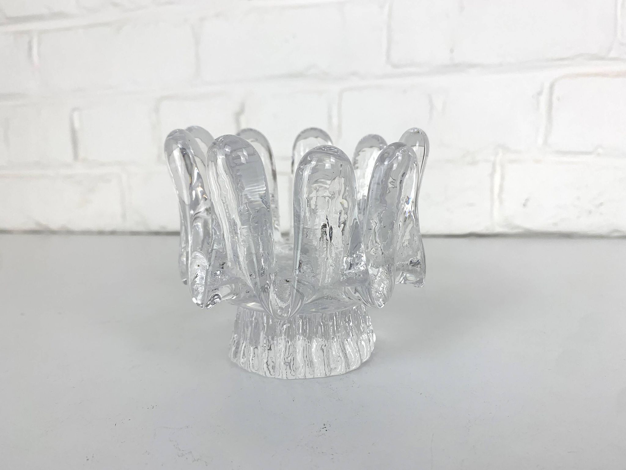 Sunflower glass candle holder, Göran Wärff for Kosta Boda, Sweden, 1970s