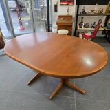 Extendable teak round table – vintage Scandinavian design – Ø120 cm + 2 extensions