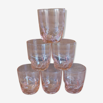 6 verres roses vintage