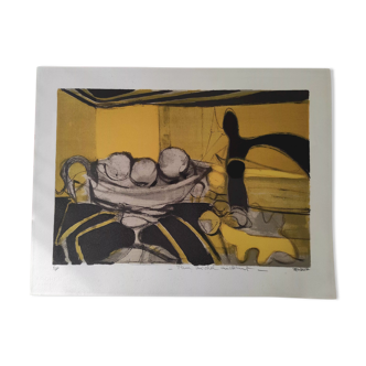 Still Life - original lithograph numbered and signed - Alfred Defossez