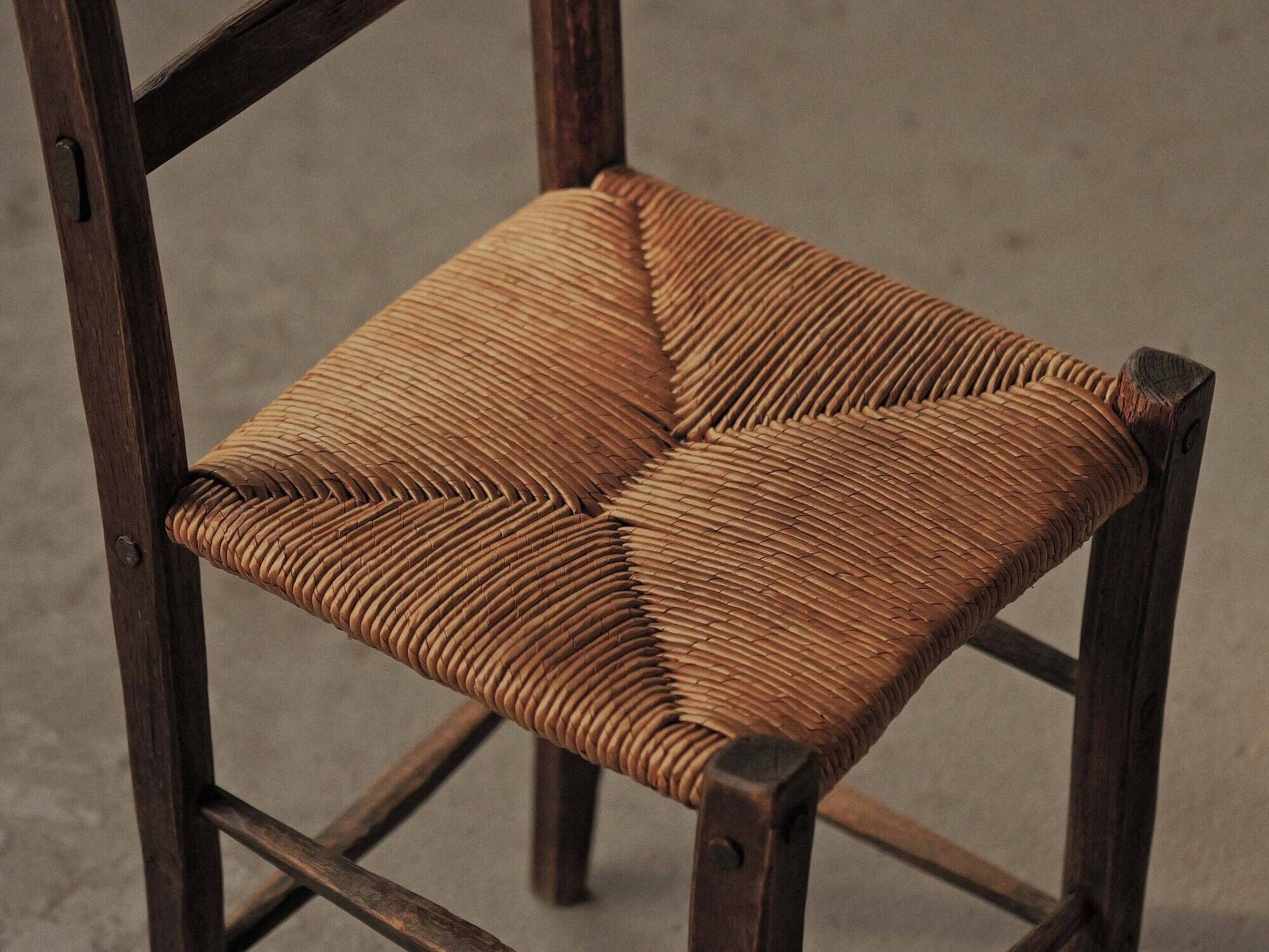 Peasant chair in wood and straw, Folk Art, around 1900