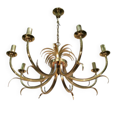 Lustre Ananas en Métal Brossé et Métal Doré dans le Goût de la Maison Charl