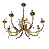 Lustre Ananas en Métal Brossé et Métal Doré dans le Goût de la Maison Charl