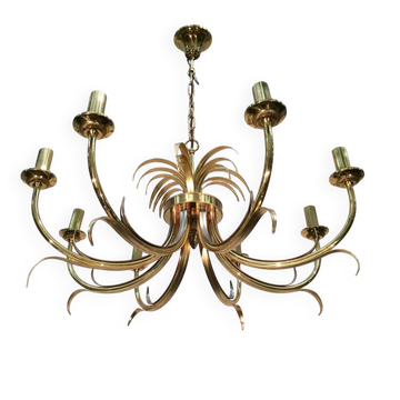 Lustre Ananas en Métal Brossé et Métal Doré dans le Goût de la Maison Charl