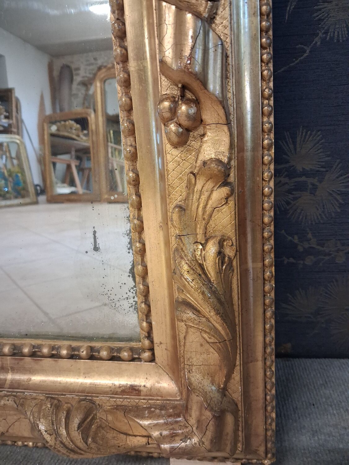 19th-century mirror, 2m x 1.2m.