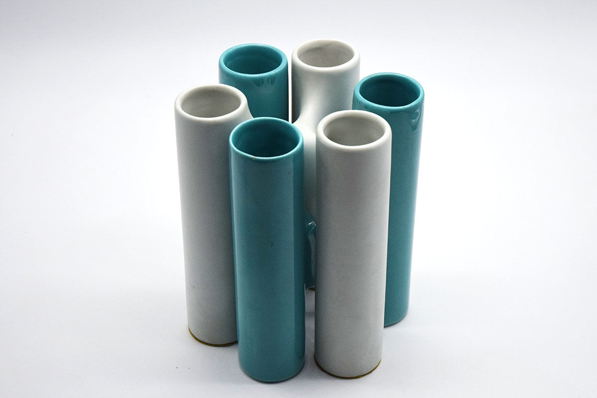 Interlocking ceramic vases by Enzo Bioli for Il Picchio, 1970s.