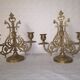Pair of piano candlesticks in golden bronze 19th century