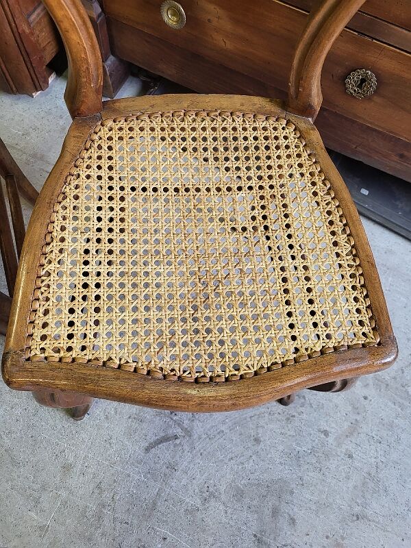 Series of 4 louis philippe walnut chairs with canning