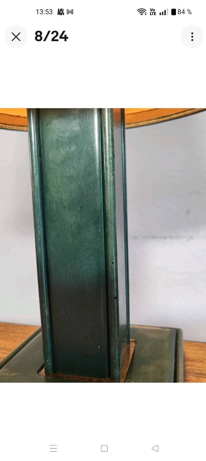 Lampe Art Déco Attribuée à Paul Dupré Lafon / Cuir Se killier et Parch