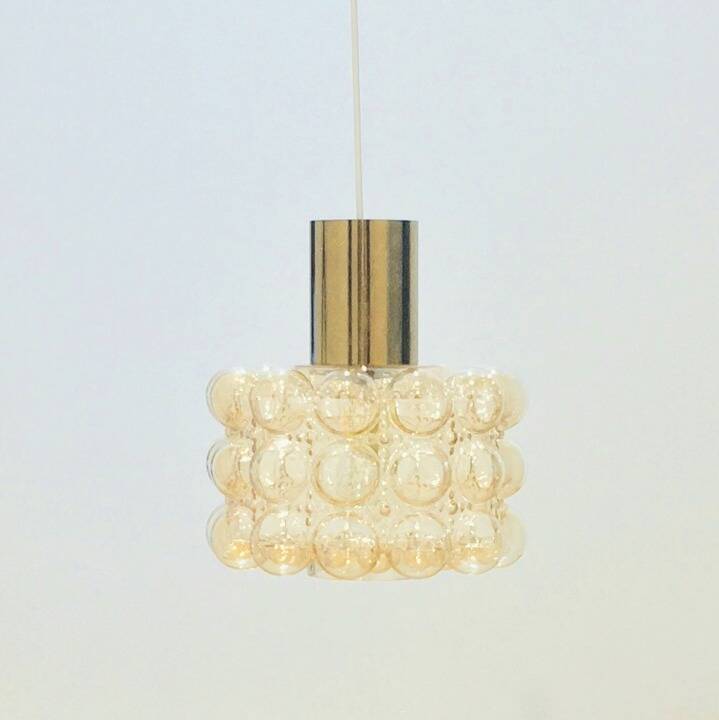 Large Mid-Century Amber Bubble Glass Ceiling Light by Helena Tynell, 1960s