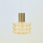 Grand plafonnier en verre bulle ambre de style mid-century par Helena Tynell, années 1960.