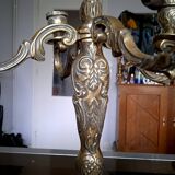 Paire de grands chandeliers 4 branches en bronze doré