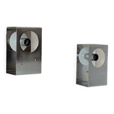 Pair of vintage wall lights, brushed metal, France, 1970