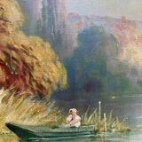 Painting "River bathed in light" HST Post impressionist signed