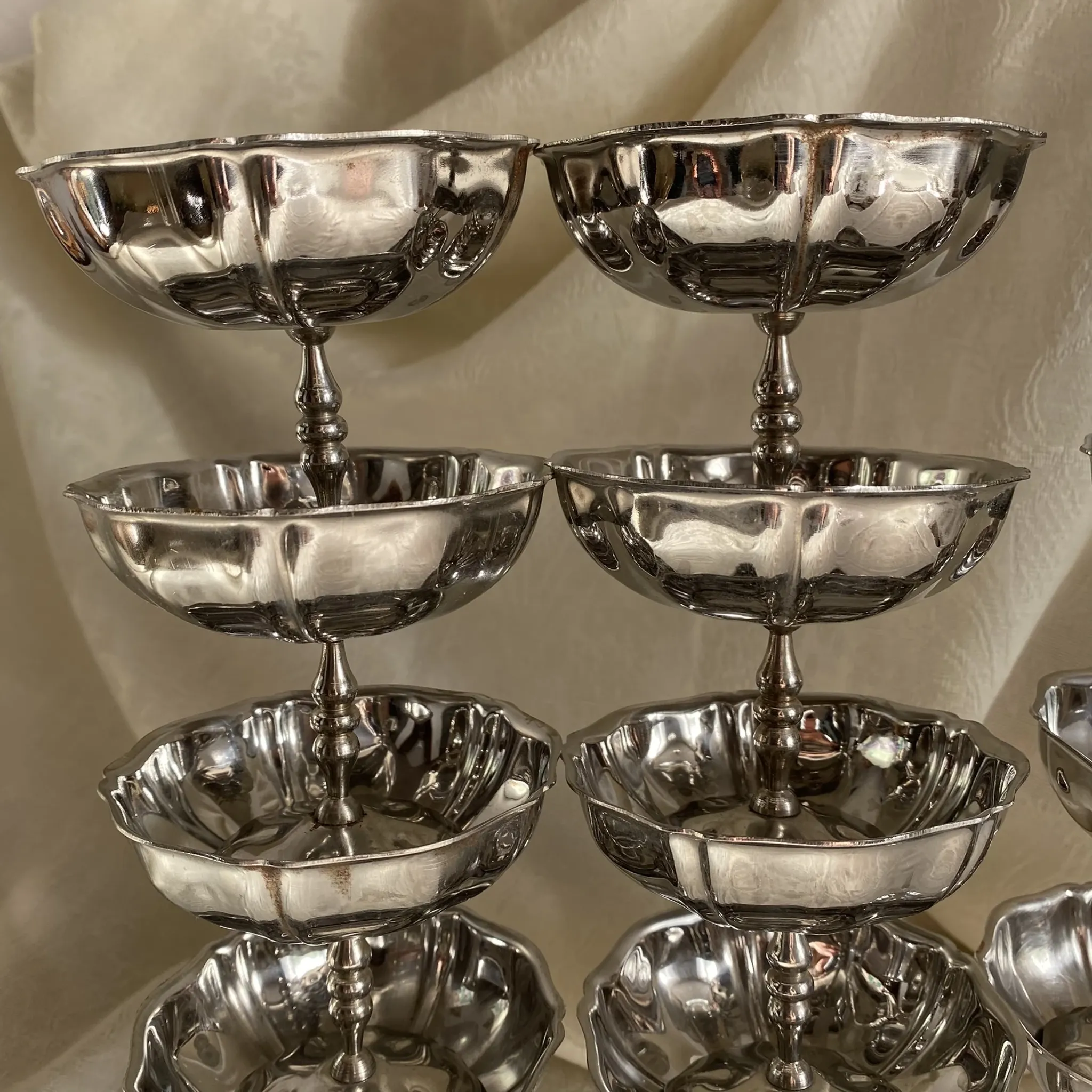 Vintage stainless steel footed bowls