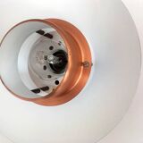 Pendant light in copper and beige layers, Denmark, 1960s.