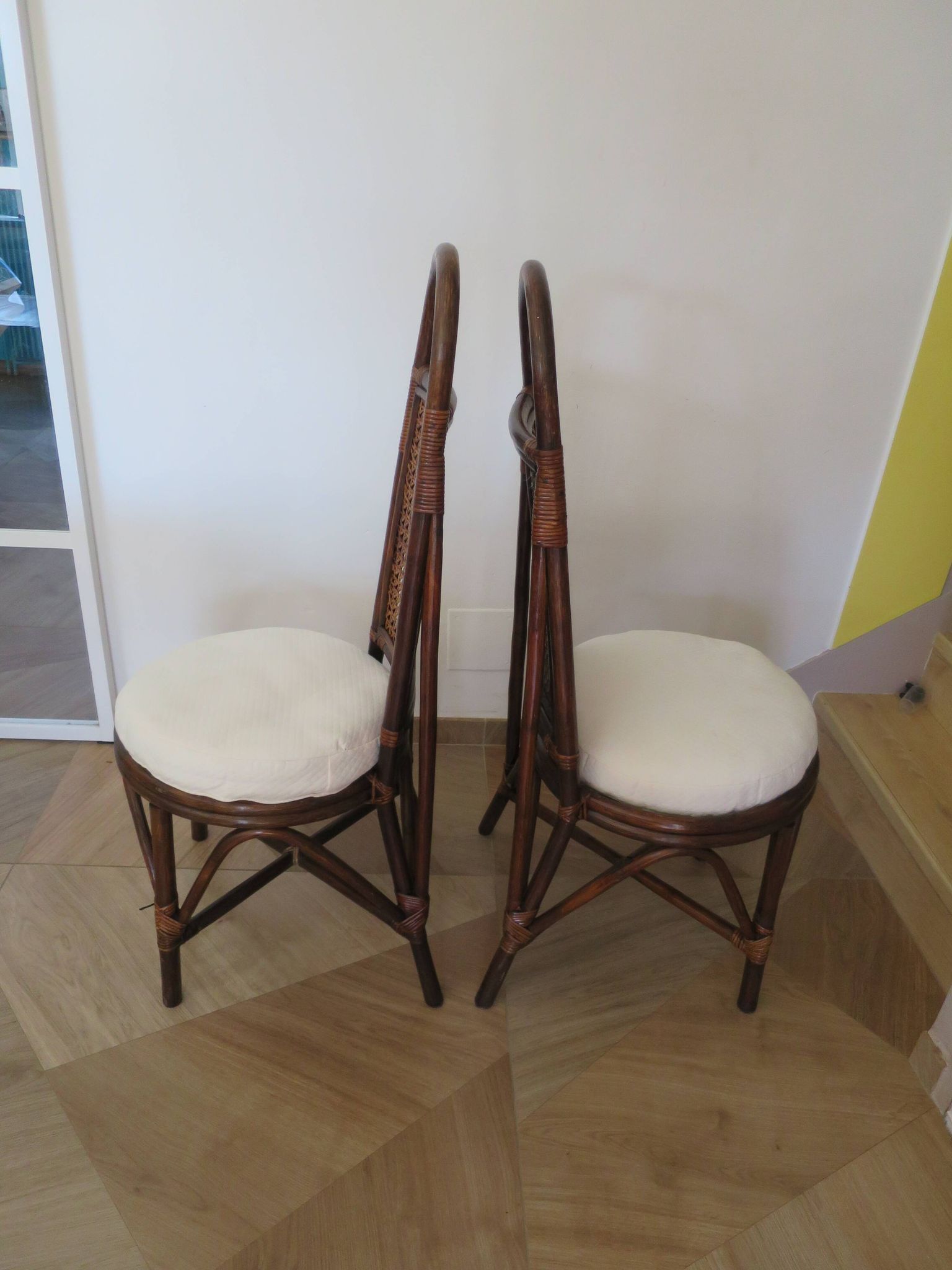 RARE - Set of 2 rattan and cane chairs - 1950 - Dirk Van Sliedrecht style