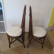 RARE - Set of 2 rattan and cane chairs - 1950 - Dirk Van Sliedrecht style