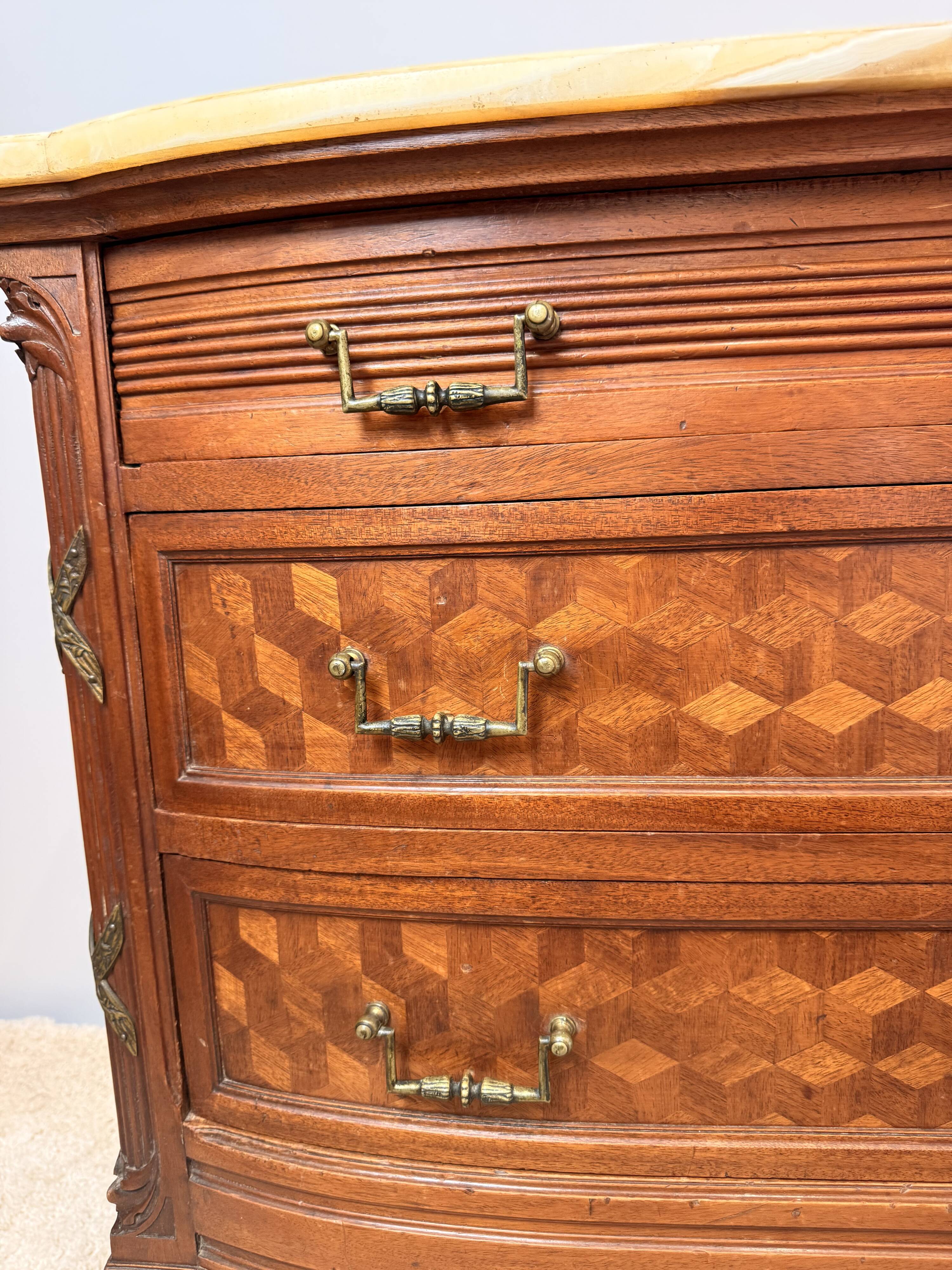Louis XVI style commode in marquetry – Marble top