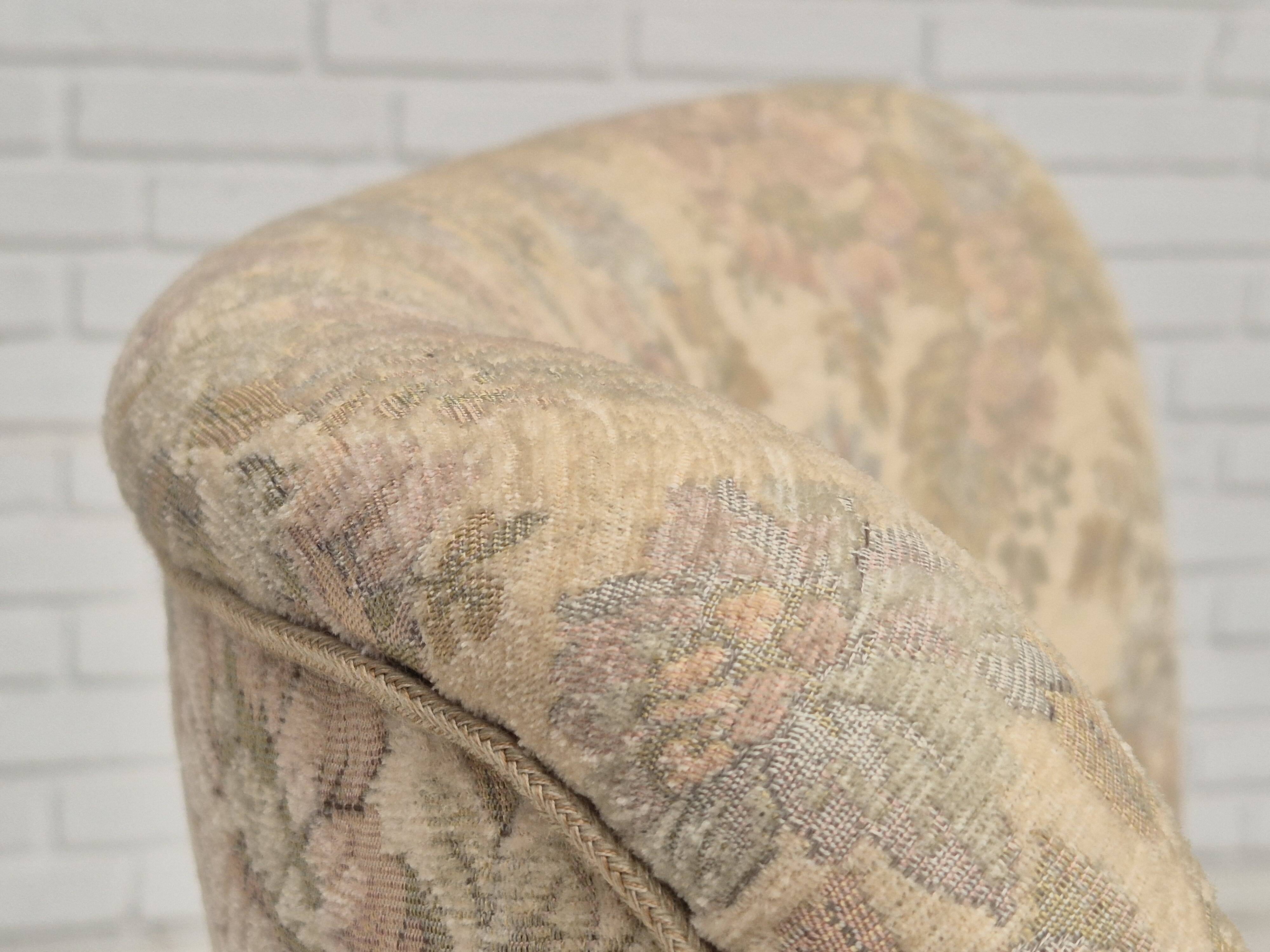 1970s, Danish easy side chair, original very good condition, floral furniture velour.