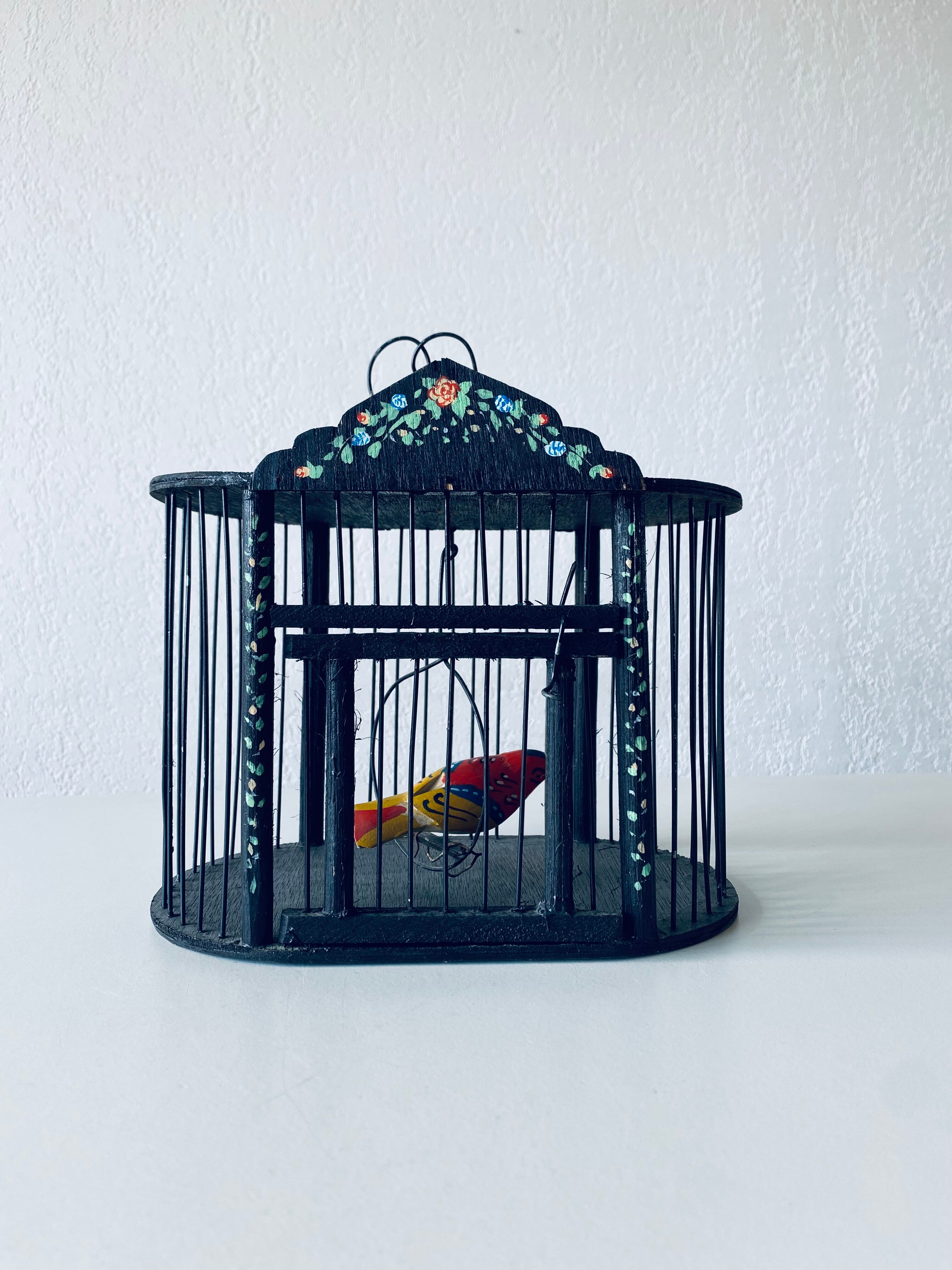 Vintage wooden birdcage