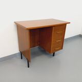 Vintage modernist desk in wood and black metal from the 60s
