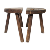 Paire tabourets de ferme tripode 1970