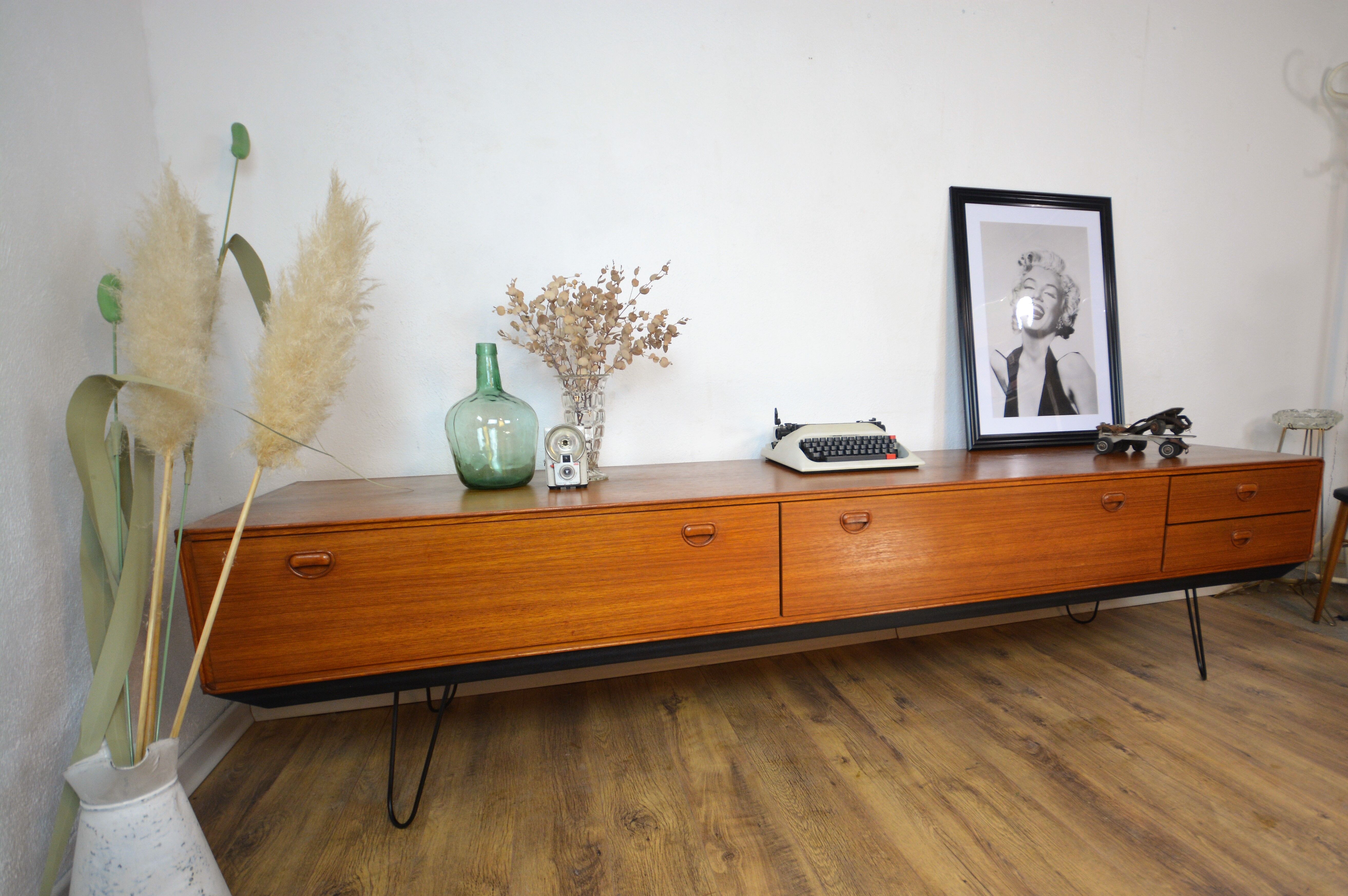 Scandinavian sideboard teak and metal row