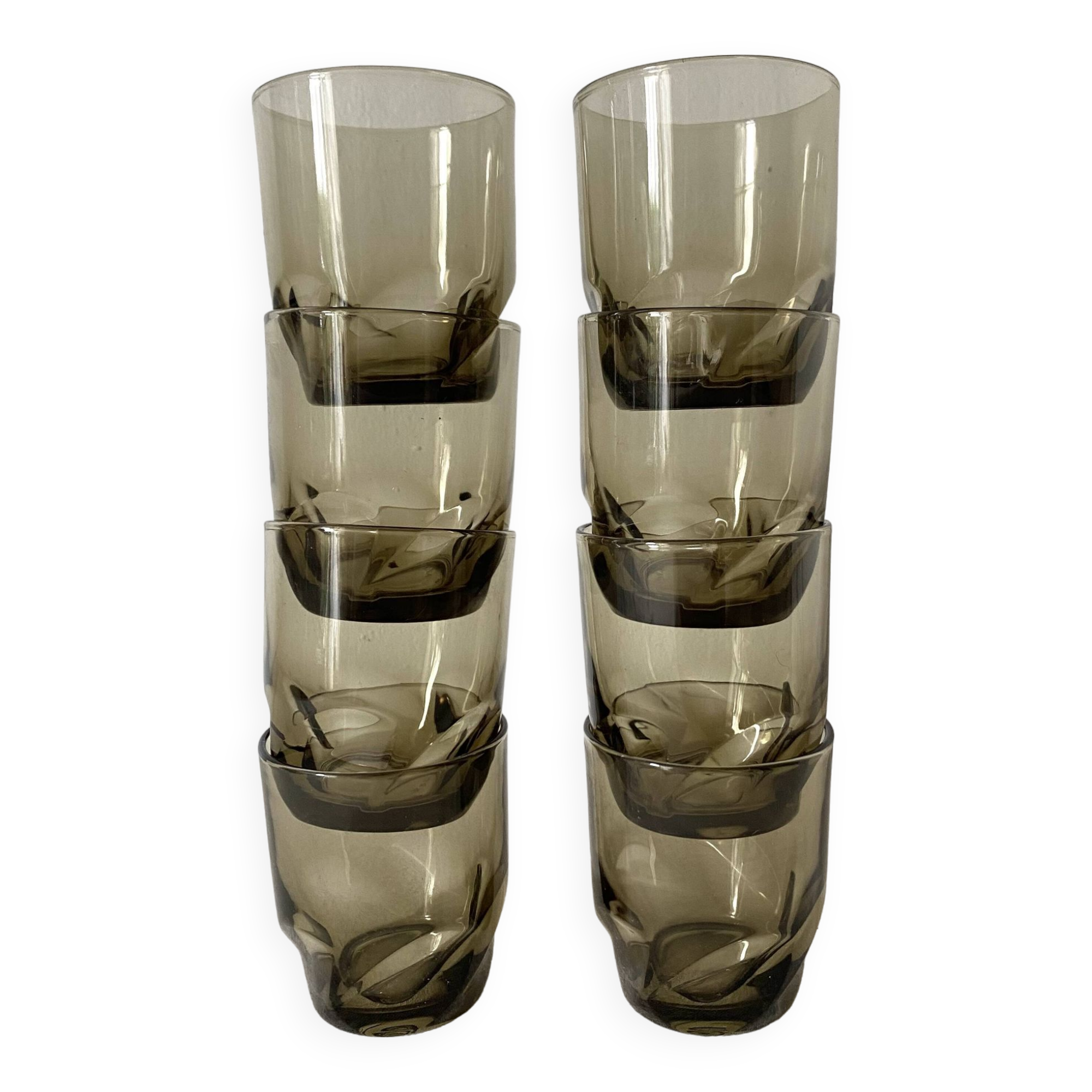 Smoked glass water glasses, 70s