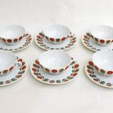 Set of 6 porcelain cups & saucers 1970'
