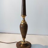Le Tanneur 1960 lamp stand in leather and gilded brass