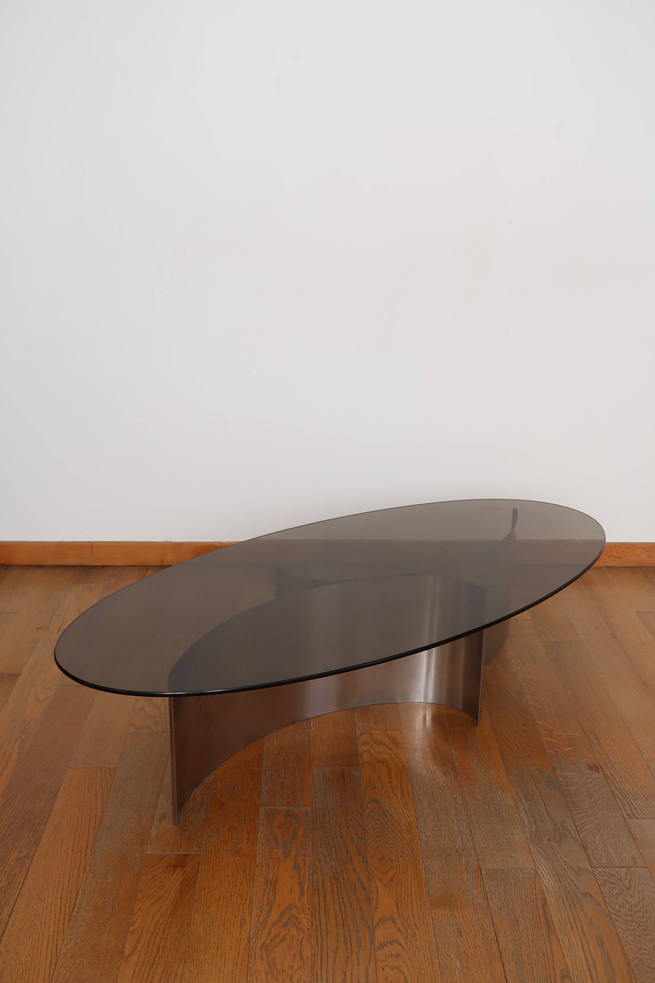 Coffee table smoked glass 70's