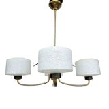 Mid-Century Atomic Brass and Glass Chandelier- four-armed ceiling Lamp- 50s
