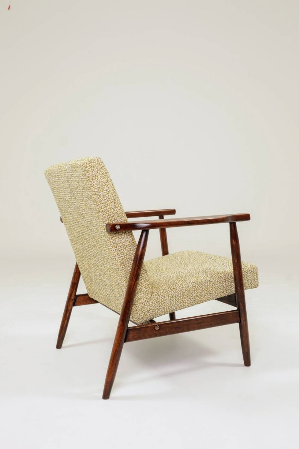 Fauteuil vintage vert en tissu à motifs modernes du milieu du siècle, années 1970, Pologne