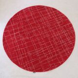 Hand-tufted Vintage Red Circular Rug by Tisca 1980's