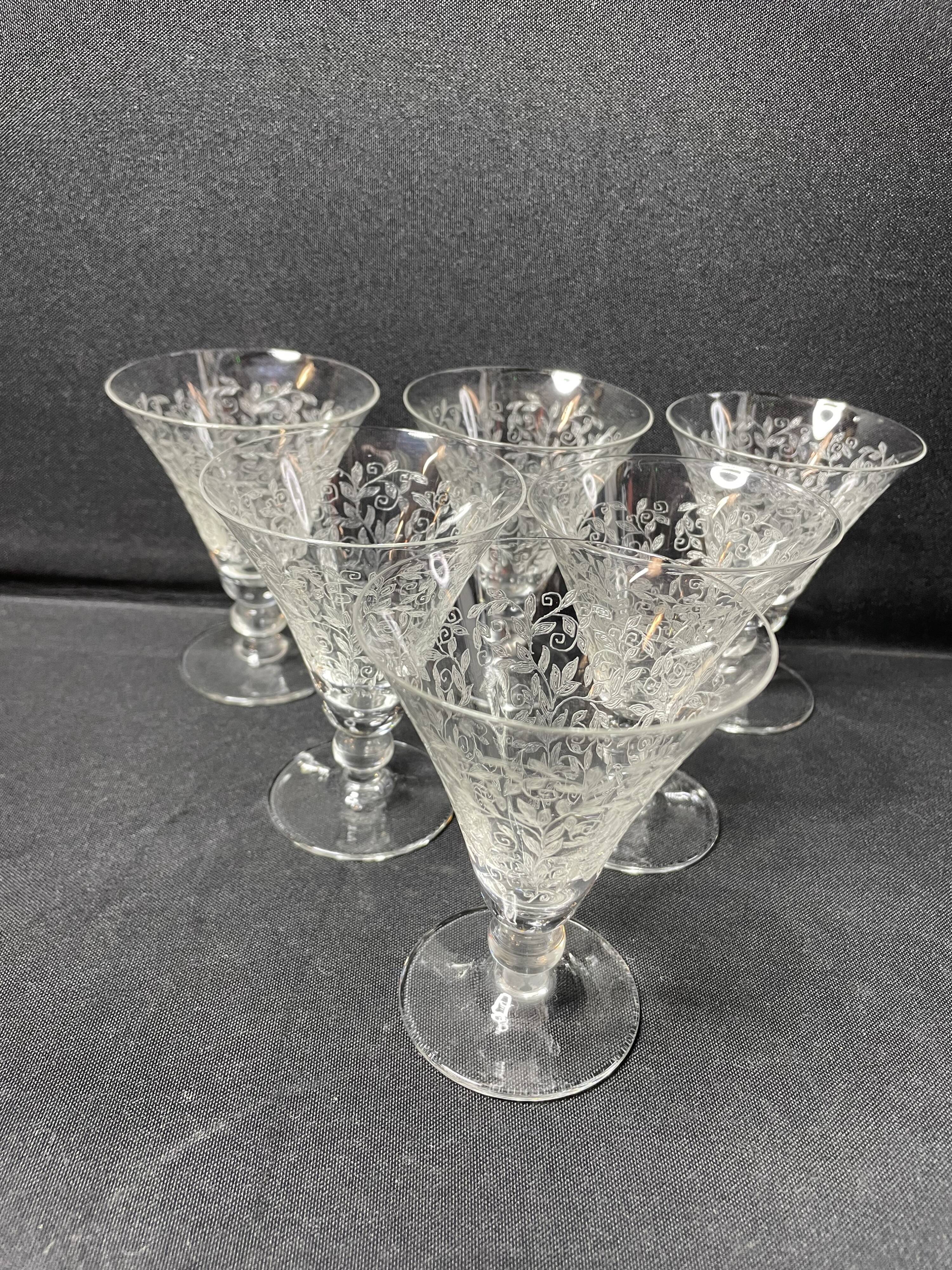6 engraved light crystal glasses