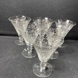 6 engraved light crystal glasses