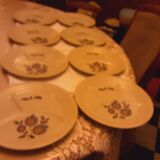 8 Saint Amand faience fondue plates Sologne model