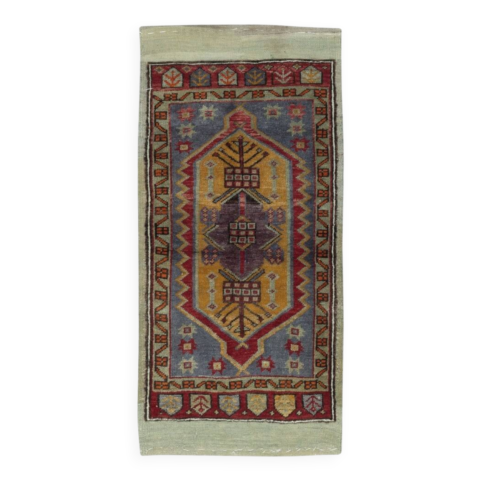 Vintage Scatter Rug, Turkish Accent Rug, Door Mat, Handmade Bat Mat, Kitchen Rug