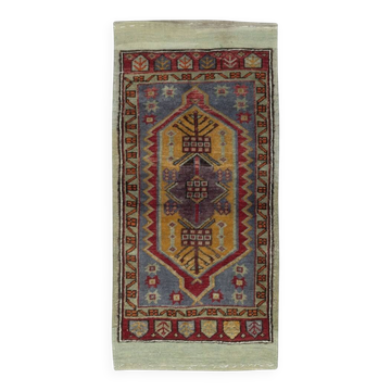 Vintage Scatter Rug, Turkish Accent Rug, Door Mat, Handmade Bat Mat, Kitchen Rug