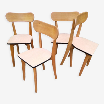 Suite 4 chaises bistrot hêtre et formica